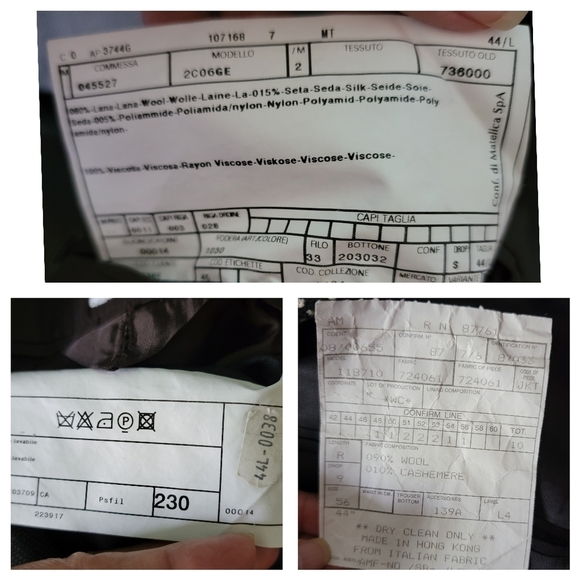 LINEA DOMIZIA Mens Wool & Cashmere Houndstooth Double Breasted Sport Coat Sz 44L - Picture 10 of 12